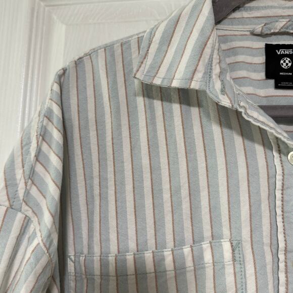 Vans Women's Cotton Striped Button Down Long Sleeve Shirt Size Medium - Picture 6 of 13